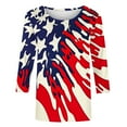 thumbnail image 4 of UPPADA 4th of July 3/4 Sleeve T Shirts for Women Summer American Flag Tops Patriotic Tees Independence Day Crewneck Loose Fit T-Shirt,Summer Tank Tops for Women Red,M, 4 of 5