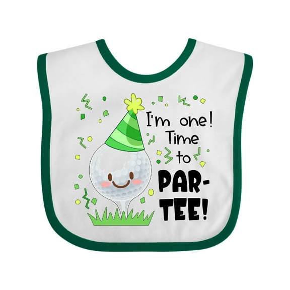 Inktastic I'm One Time to Par-tee Golf First Birthday Boys or Girls Baby Bib