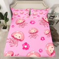 thumbnail image 2 of Homewish Cute Pink Jellyfish Twin Sheet Sets for Teen, Kawaii Sealife Twin Fitted Sheet, Cartoon Flower Floral Flat Sheet, Breathable Home Decor, 3pcs, 2 of 7