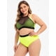 thumbnail image 4 of Mallas Overlay Plus Tamaño acanalada bikini Rosegal Mangas largas de talla grande, 4 of 5