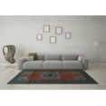 thumbnail image 3 of Ahgly Company Indoor Square Medallion Light Blue Traditional Area Rugs, 7' Square, 3 of 4