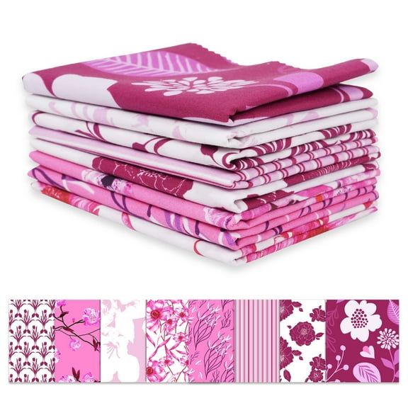 Soimoi 8 Pc Fat Quarter Bundle -FloralPrint 18"x 22"DIY Patchwork-100% CottonPre-Cut Quilting Fabric (Pink)