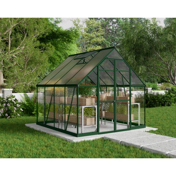 Palram - Canopia Balance 8' x 8' Polycarbonate/Aluminum Walk-In Greenhouse - Green - with Roof Vent