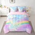 thumbnail image 2 of jejeloiu Multicolor Gradient Rainbow 7pcs Bedding Comforter Set,Galaxy Sky Clouds Queen Bedding Sets For Kids Reversible, 2 of 8