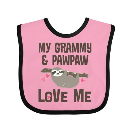 

Inktastic Grammy and Pawpaw Sloth Gift Baby Boy or Baby Girl Bib