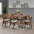 thumbnail image 2 of Noble House Lucas Mid-Century Modern 7 Piece Dining Set, Mint and Walnut, 2 of 12