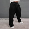 thumbnail image 2 of Men Sweatpants Black Sweatpants Baggy Men's Baggy Sweatpants Wide Leg Lounge Sweat Pants with Pockets, 2 of 6