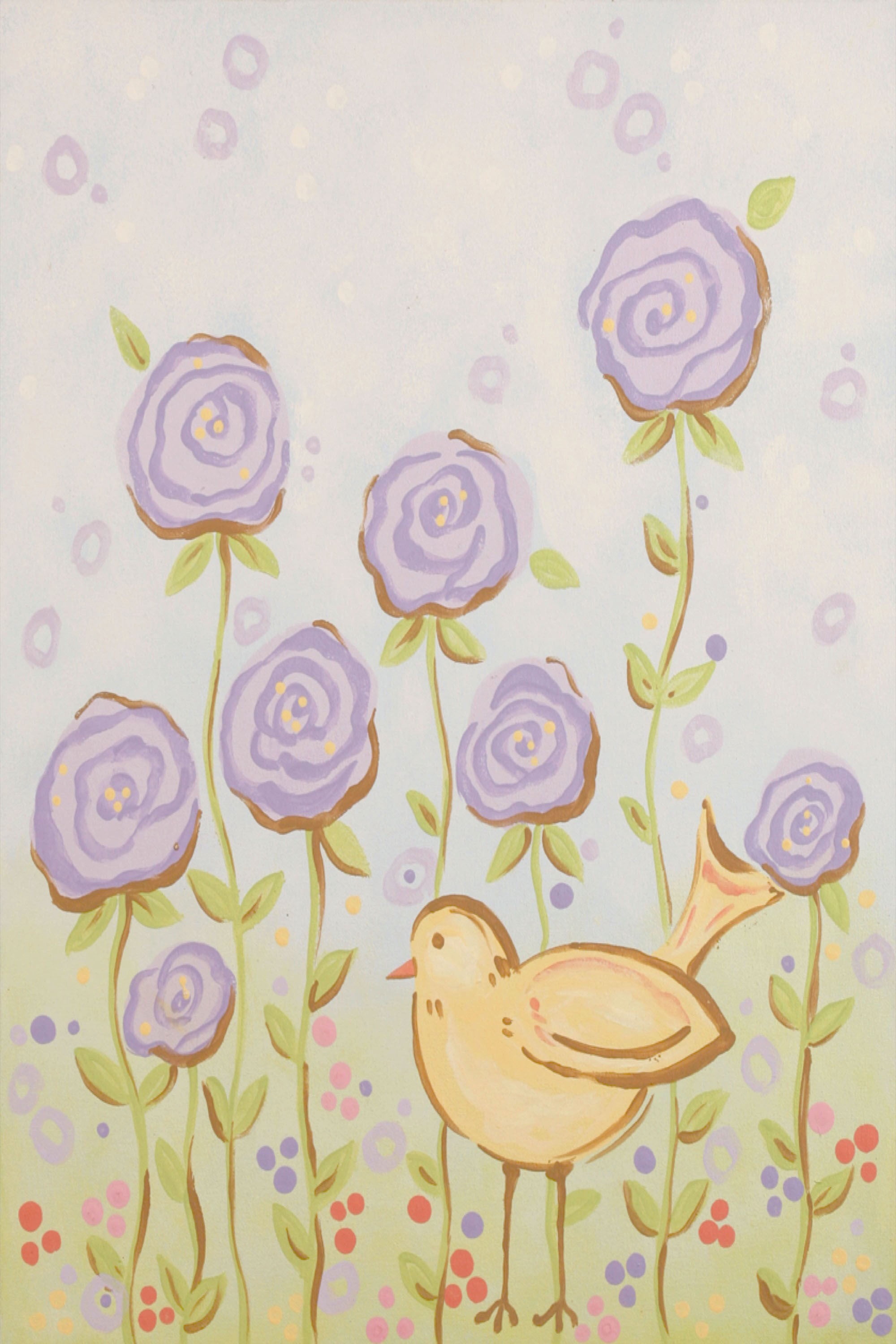 "Blissful Chickadee" Painting Print on Wrapped Canvas