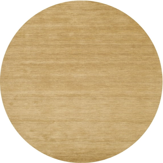 Ahgly Company Indoor Round Contemporary Yellow Solid Area Rugs, 7' Round