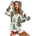 thumbnail image 4 of Puyaiuu Women's Christmas Pajamas Fleece Onesie Warm Winter Pjs Santa Claus Printed Bodycon Romper Hooded Jumpsuits for Women One Piece Pajama Gift, 4 of 7