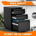 thumbnail image 3 of 3 Drawer Metal File Cabinet with Lock&Wheels, Office Lateral Filing Cabinets with Hanging Letter/Legal/A4 Folders for Home, Office, Assembly Required, Black,, 3 of 6