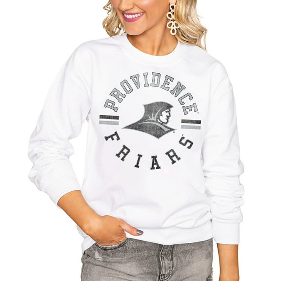 Women's Gameday Couture White Providence Friars Oversized Vintage Days Perfect Crew Sweatshirt