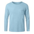 thumbnail image 7 of Guluxicc Men's Cotton Long Sleeve Shirts with Pocket Crew Neck Pullover Classic Fit T Shirts Summer Casual Outfits, 7 of 7