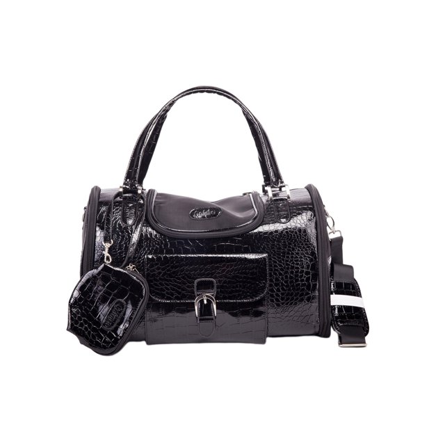 Billuyoard Bolso de PU para mascotas a la moda, transportador de perros transpirable, bolso de viaje para gatitos al aire libre con monedero, bolso con Aseo de mascotas Negro S Billuyoard PT005094-02