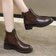 thumbnail image 3 of NECHOLOGY Botas Mujer Zapatos Botines para mujer mujer cuero artificial Color sólido otoño suela gruesa tacones cuadrados hebilla Correa botines cortos zapatos de punta redonda (Brown, 7.5), 3 of 7