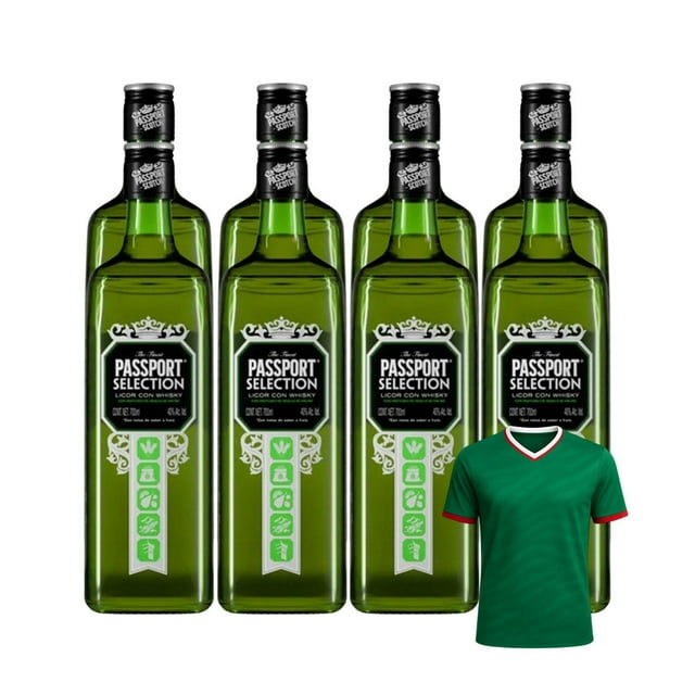 8 Licor Con Whisky Passport Selection 700 ml + Jersey Verde