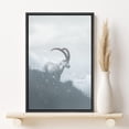 thumbnail image 2 of PixonSign Framed Canvas Print Wall Art Ram on Dark Mountain Cliff Animals Wildlife Photography Modern Art Farmhouse/Country Ultra Blue and White for Living Room, Bedroom, Office - 24"x36" Black, 2 of 5