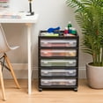 thumbnail image 2 of IRIS 5 Drawers Scrapbook Plastic Rolling Storage Cart with Organizer Top with Casters,Black, 2 of 7