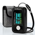 thumbnail image 1 of Dr. Wilson's Pulse Oximeter – Accurate SP02, Pulse Rate & Perfusion Index. OLED Display, Alarm, Anti-Movement Tech. Includes Case, Batteries & Bilingual Manual. For Ages 12+., 1 of 11