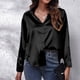 thumbnail image 5 of Camisa de manga larga de satén para mujer - Elegante blusa de imitación de seda - Corte holgado para la oficina o una fiesta, 5 of 5