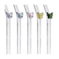 thumbnail image 2 of 5 Pcs Reusable Glass Straws,colorful Butterfly On Clear Straws With Design Shatter Resistant Bent D XXF, 2 of 5