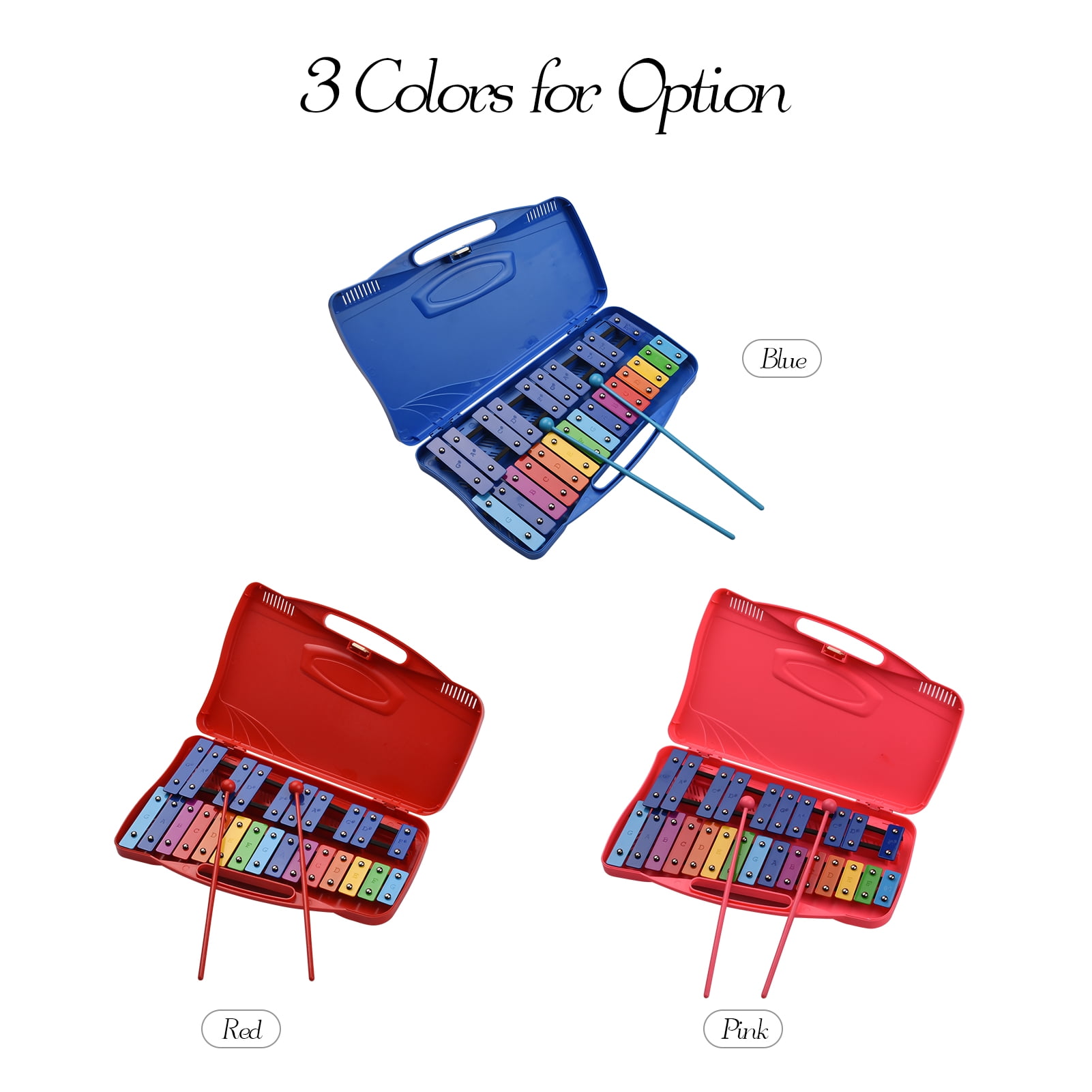 Musical Toy 25 Notes Glockenspiel Xylophone Musical Instrument for Kids with Case and Mallets