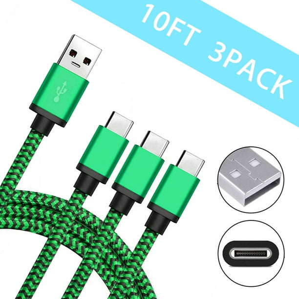 Cable tipo C, EEEkit 3-Pack 10ft USB Tipo C Cable de carga rápida Cable de sincronización de datos para Samsung Galaxy S9 / S9 Plus S8 / S8 Plus Note 9/8, LG G7 G6 V40 V30 G5 Sweethay SH1105-52