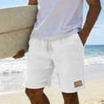 thumbnail image 7 of Besolor Men's Shorts Cotton Linen Casual Elastic Waist Drawstring Summer Lightweight Loose Beach Shorts with Pockets(X-Large,White), 7 of 7