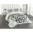 thumbnail image 3 of Ambesonne Rock Music Quilted Bedspread Set 3 Pcs, Vintage Rock 'n' Roll, King Size, Black Dimgrey, 3 of 5