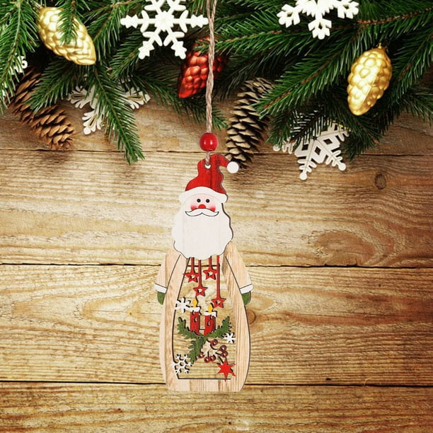 Yiwula Christmas Decorations Wooden Pendant Creative Santa Claus Openwork Ornament Walmart Com Walmart Com
