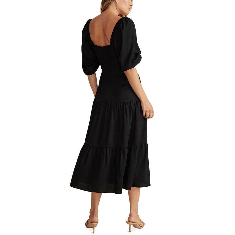 MINKPINK Women's Audrey Cutout Puff-Sleeve Midi Dress Black L B4HP -  Walmart.com