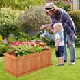 thumbnail image 3 of Patiojoy Raised Garden Bed Fir Wood Rectangle Planter Box with Drainage Holes Detachable Base Plate Raised Patio Planter Kit Box, 3 of 10
