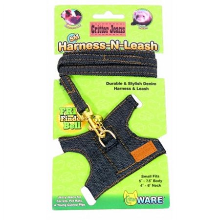 UPC: 0791611140086 | Ware Critter Jeans Small Aniaml Harness-N-Leash Small Blue 14008