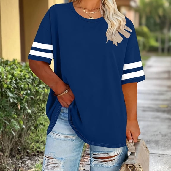 Aimik Women's Plus Size Tops Crew Neck Short Sleeve Fashion Blouse Summer Casual Loose Tee XL-5XL