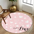 thumbnail image 3 of Valentine's Day White Love Heart Pink Washable Round Area Rug 8 ft,, Soft Non Slip Rugs Stain Repellent Indoor Felt Carpet for Living Dining Room Bedroom Home Office, 3 of 9