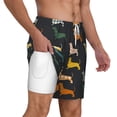 thumbnail image 3 of Picia Plaid Dachshund pattern Mens Swim Trunks with Compression Liner Stretch Beach Shorts Quick Dry with Zipper Pockets No-Chafing Board Shorts-XX-Large, 3 of 9