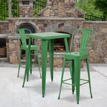 Flash Furniture Commercial Grade 4 Pack 30" High Green Metal Indoor-Outdoor Barstool with Removable Back