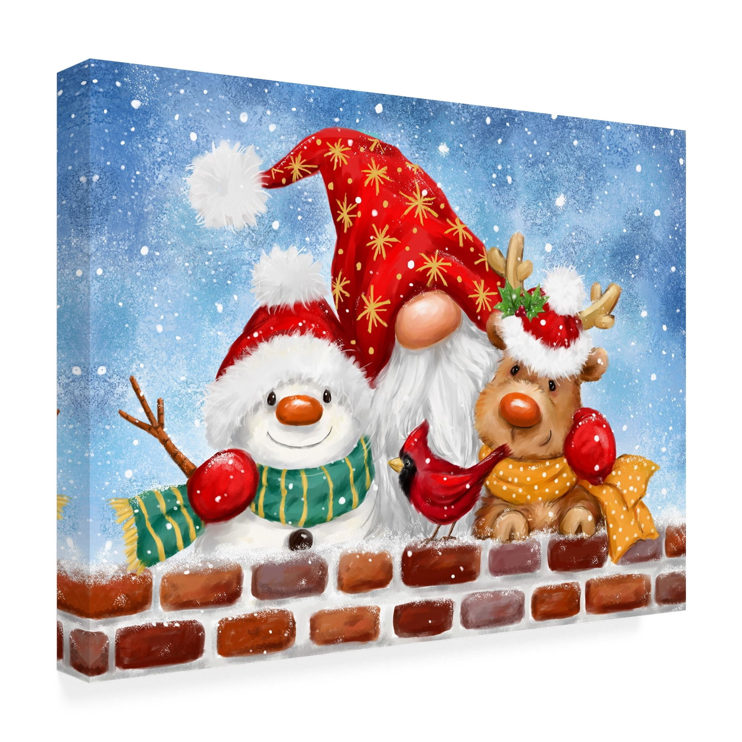 MAKIKO 'Gnome With Winter Friends' Canvas Art