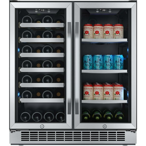 Edgestar Cwb2886fd 30" Wide 28 Bottle Built-In Dual Zone Beverage Center - Stainless Steel