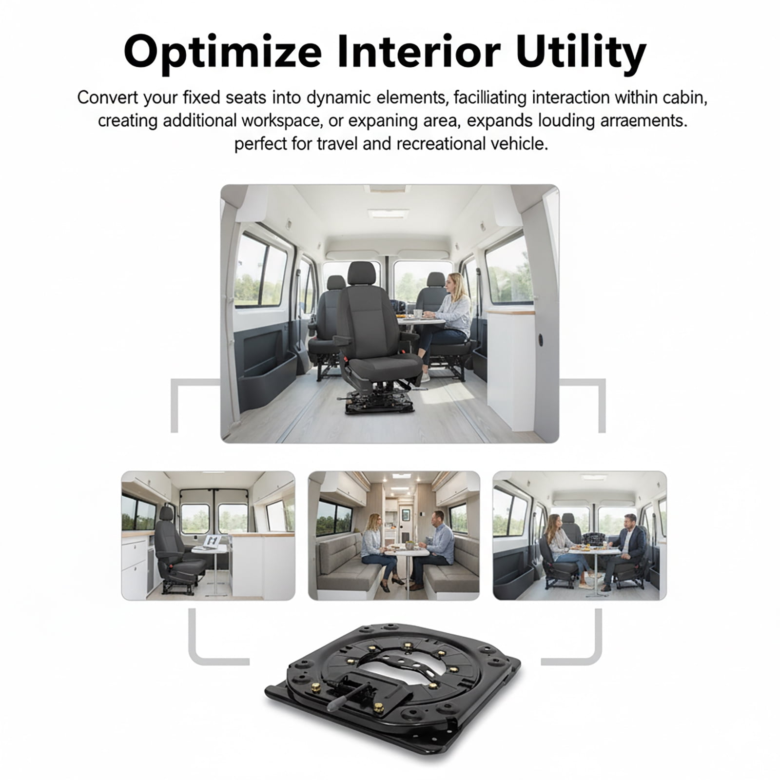 Universal Swivel Seat Turntable Mount,Commercial Grade 360 Degree Rotator,Rugged Steel for RV, Van, Truck, Custom Vehicle