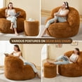 thumbnail image 6 of Hobestluk Giant Bean Bag Chairs for Adults Big Bean Bag Chair with Foam Filler Large Beanbags with Stuffed Back Lazy Sofa, Caramel-Oversize, 6 of 9