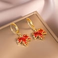 thumbnail image 5 of Sparkly Copper Cubic Zirconia Clip On Non Pierced Earrings and Hoop Pierced Earrings Fashion Maple Leaves Shape Hypoallergenic Earrings For Women, 5 of 15