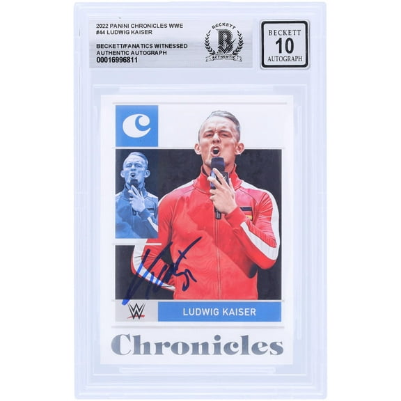 Ludwig Kaiser WWE Autographed 2022 Panini Chronicles #44 Beckett Fanatics Witnessed Authenticated 10 Card - Fanatics Authentic Certified
