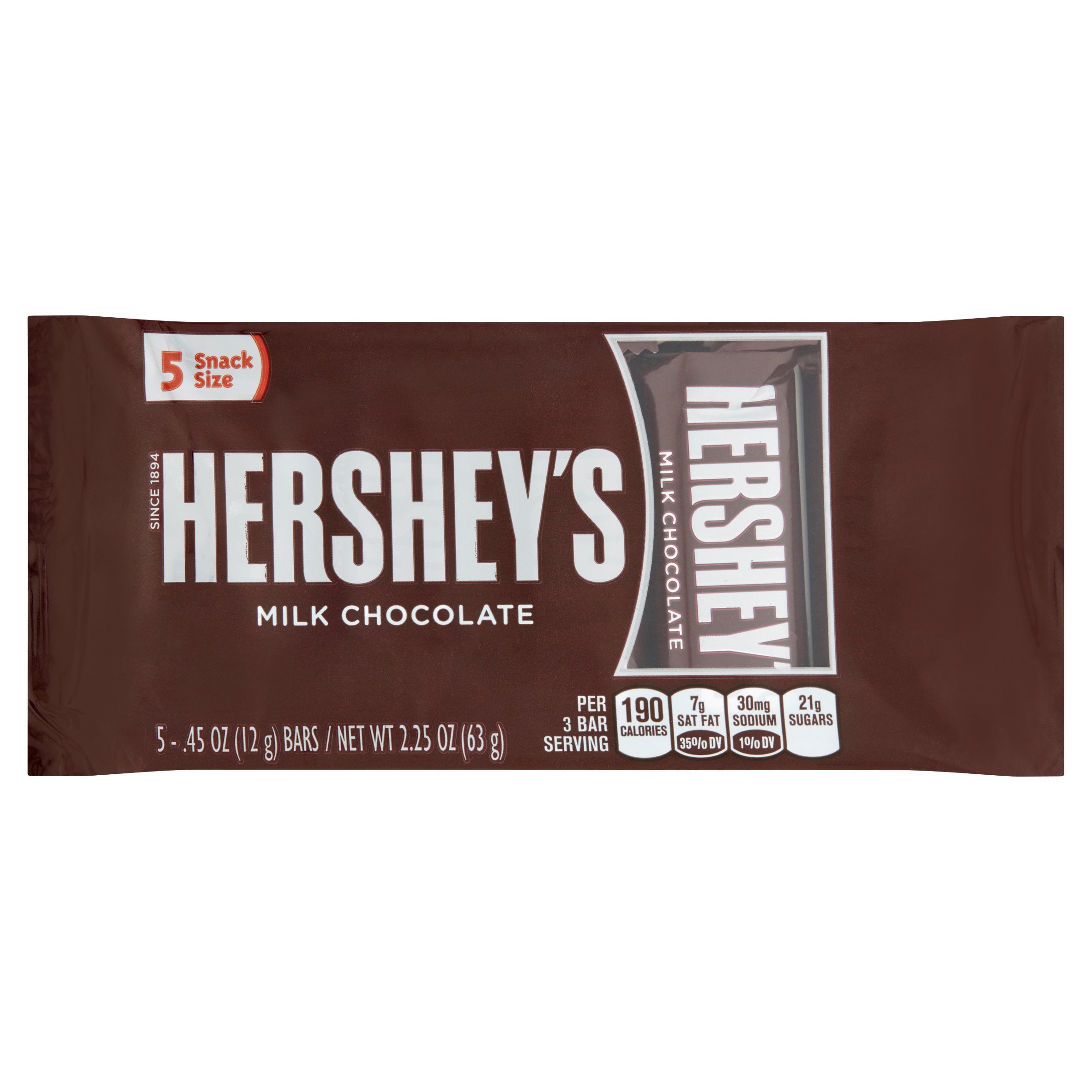 Hershey's Milk Chocolate Bars Snack Size, .45 oz, 5 count by The Hershey Company