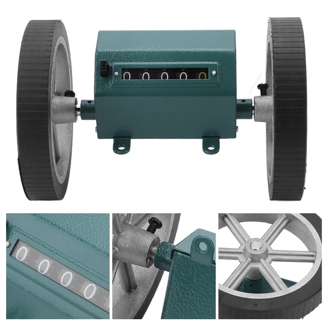 Compteur, Compteur de Longueur de Roue Roulante à Clé de Réinitialisation à 5 Chiffres en Acier Inoxydable et Alliage de Caoutchouc avec Mécanisme Simple pour Film Plastique pour Fabrication de Tissus
