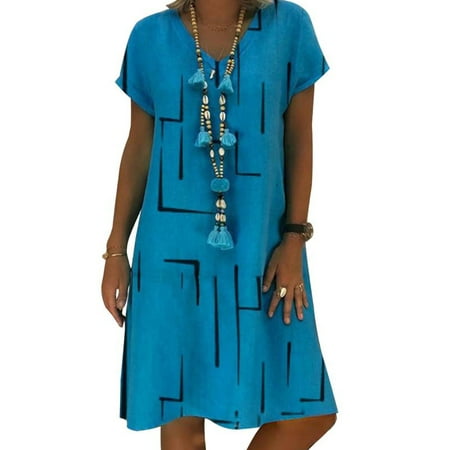 

Niuer Womens Casual Tunic Dress V Neck Short Sleeve Tshirt Dress Summer Beach Boho Sundress Comfy Pajamas Sleep Dress