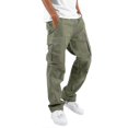 thumbnail image 1 of Men Comfy Workwear Cotton Linen Multi-pocket Casual Loose Baggy Long Cargo Pants, 1 of 2