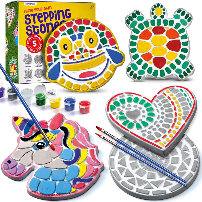 Dan&Darci Stepping Stone Painting Kit, 5 Garden Stones photo 1