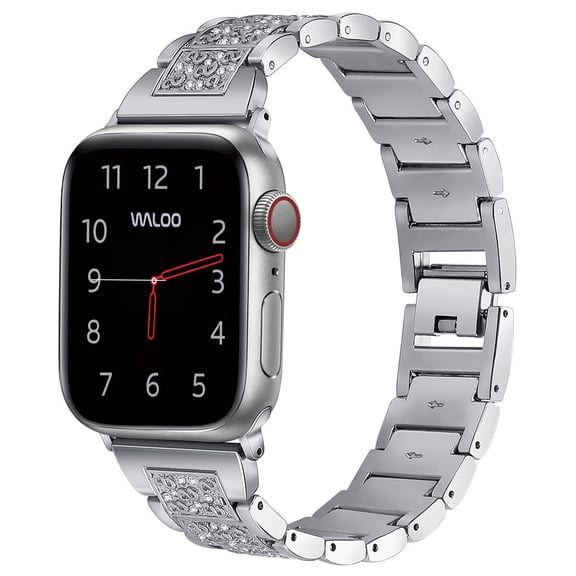 Waloo Rhinestone Patteren Stainless Steel Band for Apple Watch 40/41/42mm - Silver