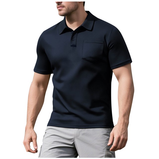 hoksml Men's Classic T Shirt Solid Color Collared Polo Shirt Basic Short Sleeve Tops Summer Lightweight Breathable Mesh Tee Shirts Classic Golf Shirts 2025 on Clearance